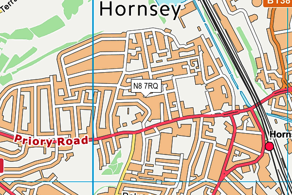 N8 7RQ map - OS VectorMap District (Ordnance Survey)