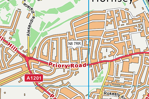 N8 7RR map - OS VectorMap District (Ordnance Survey)