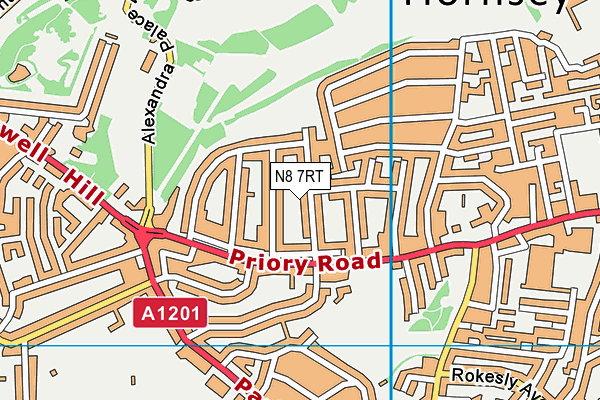 N8 7RT map - OS VectorMap District (Ordnance Survey)