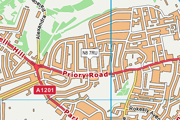 N8 7RU map - OS VectorMap District (Ordnance Survey)