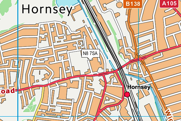 N8 7SA map - OS VectorMap District (Ordnance Survey)