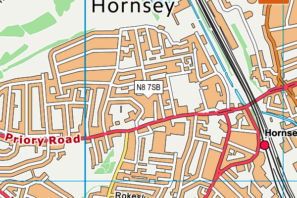 N8 7SB map - OS VectorMap District (Ordnance Survey)