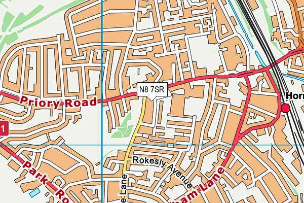 N8 7SR map - OS VectorMap District (Ordnance Survey)