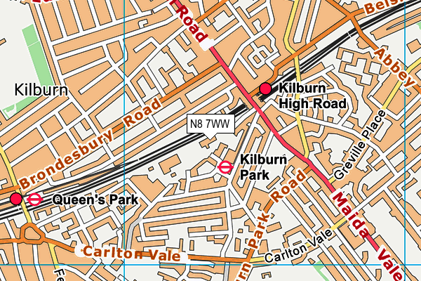 N8 7WW map - OS VectorMap District (Ordnance Survey)