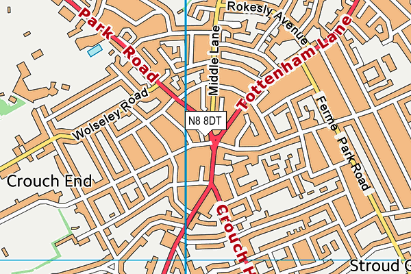 N8 8DT map - OS VectorMap District (Ordnance Survey)