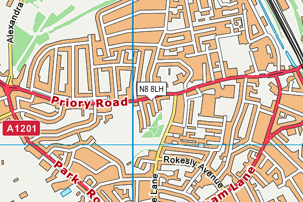 N8 8LH map - OS VectorMap District (Ordnance Survey)