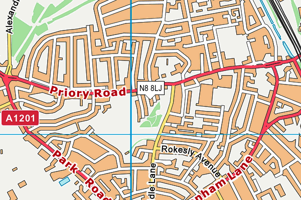 N8 8LJ map - OS VectorMap District (Ordnance Survey)