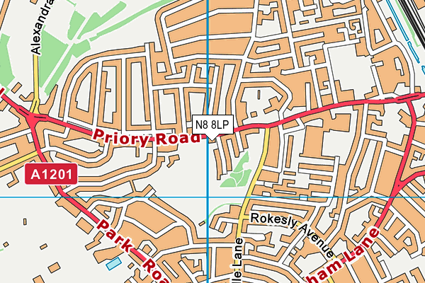Priory Park (Haringey) map (N8 8LP) - OS VectorMap District (Ordnance Survey)