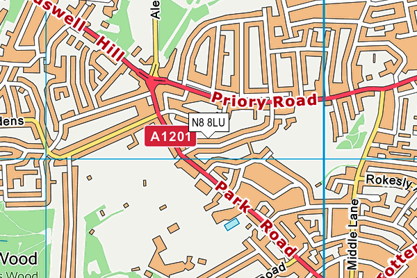 N8 8LU map - OS VectorMap District (Ordnance Survey)