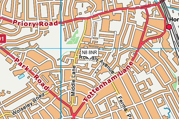 N8 8NR map - OS VectorMap District (Ordnance Survey)