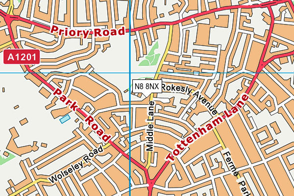 N8 8NX map - OS VectorMap District (Ordnance Survey)
