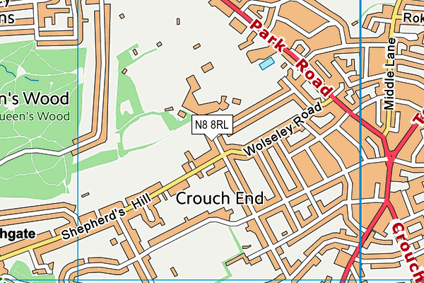 North London Cricket Club map (N8 8RL) - OS VectorMap District (Ordnance Survey)