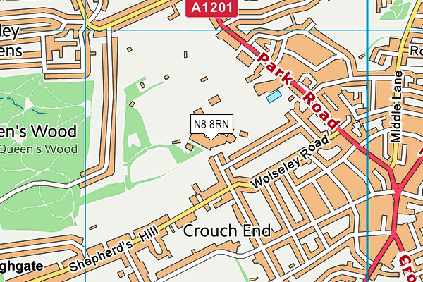 Highgate Wood Secondary School map (N8 8RN) - OS VectorMap District (Ordnance Survey)