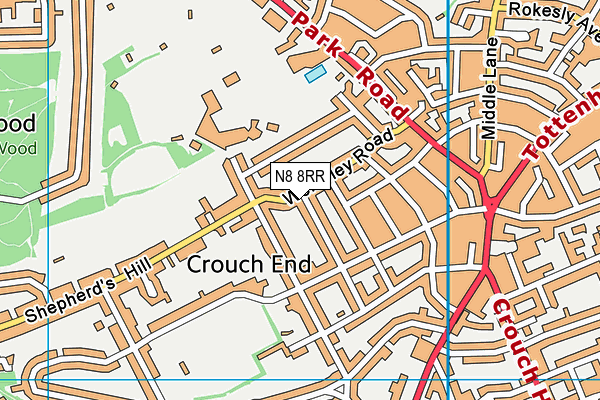 N8 8RR map - OS VectorMap District (Ordnance Survey)