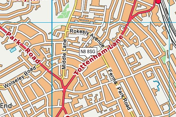 Ymca North London (Harringay Club) map (N8 8SG) - OS VectorMap District (Ordnance Survey)