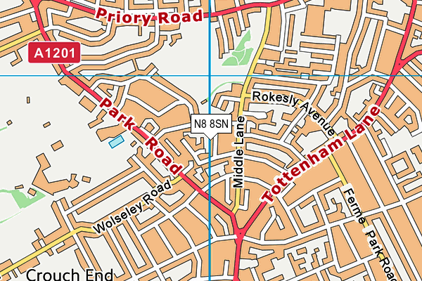 N8 8SN map - OS VectorMap District (Ordnance Survey)