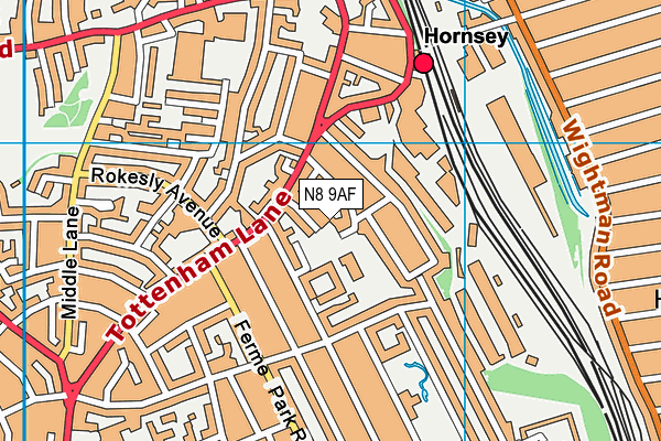 N8 9AF map - OS VectorMap District (Ordnance Survey)