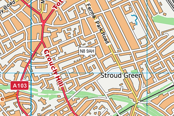 N8 9AH map - OS VectorMap District (Ordnance Survey)