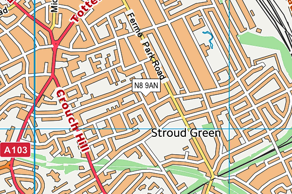 N8 9AN map - OS VectorMap District (Ordnance Survey)