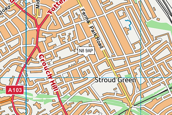 N8 9AP map - OS VectorMap District (Ordnance Survey)