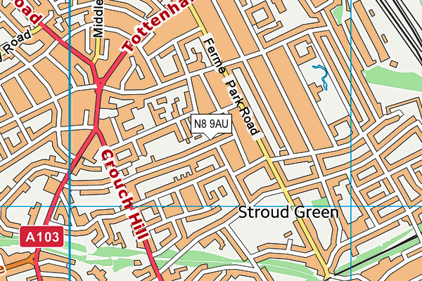 N8 9AU map - OS VectorMap District (Ordnance Survey)