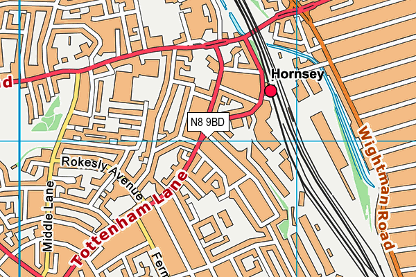 N8 9BD map - OS VectorMap District (Ordnance Survey)