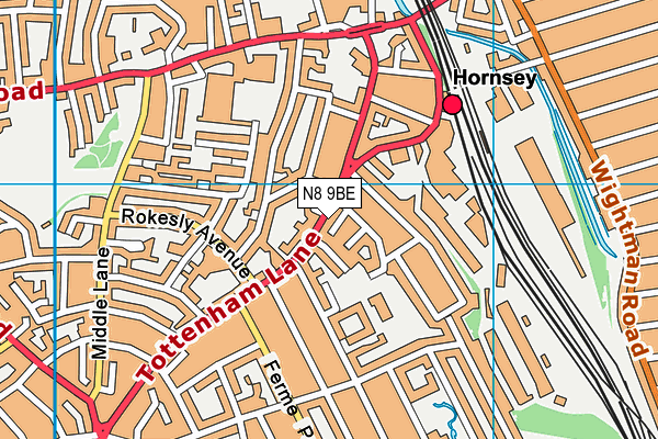 N8 9BE map - OS VectorMap District (Ordnance Survey)