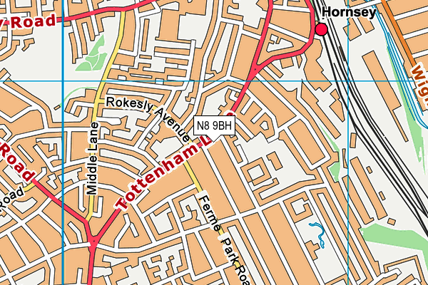 N8 9BH map - OS VectorMap District (Ordnance Survey)