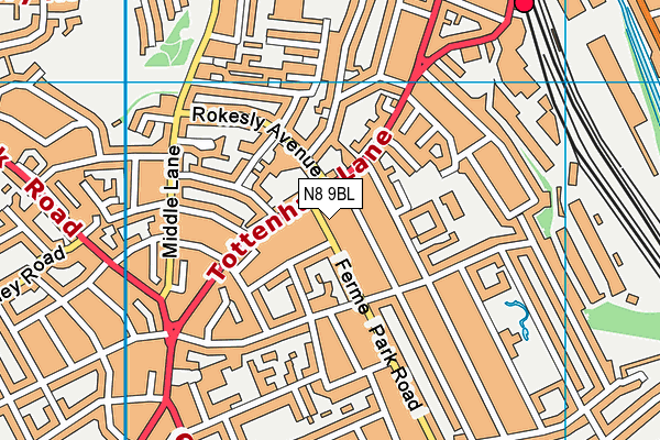 N8 9BL map - OS VectorMap District (Ordnance Survey)