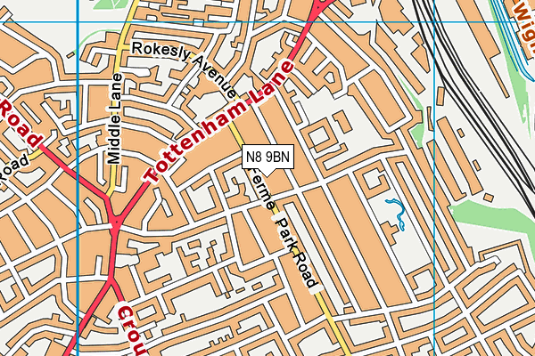 N8 9BN map - OS VectorMap District (Ordnance Survey)