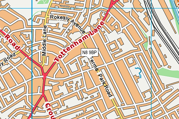 N8 9BP map - OS VectorMap District (Ordnance Survey)