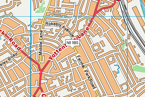 N8 9BS map - OS VectorMap District (Ordnance Survey)