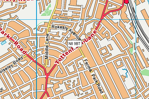 Puregym (London Crouch End) map (N8 9BT) - OS VectorMap District (Ordnance Survey)