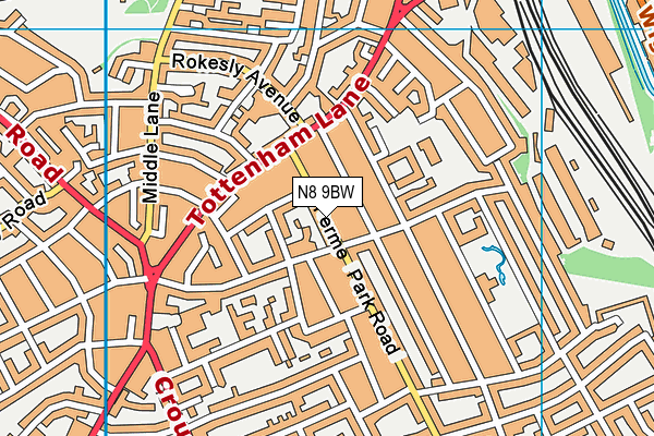 N8 9BW map - OS VectorMap District (Ordnance Survey)