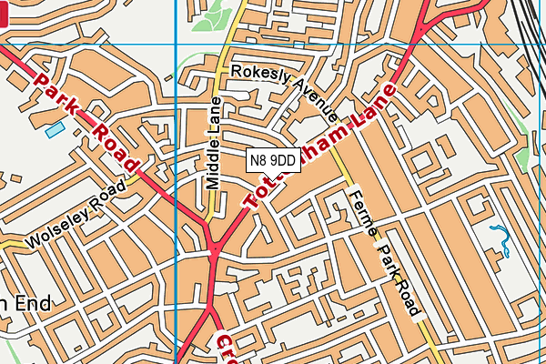 N8 9DD map - OS VectorMap District (Ordnance Survey)