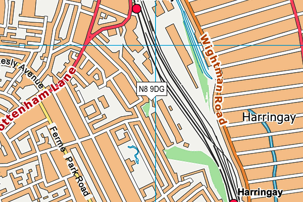 N8 9DG map - OS VectorMap District (Ordnance Survey)