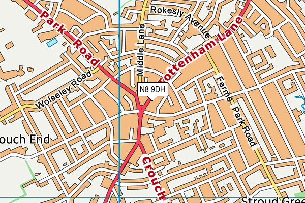 N8 9DH map - OS VectorMap District (Ordnance Survey)