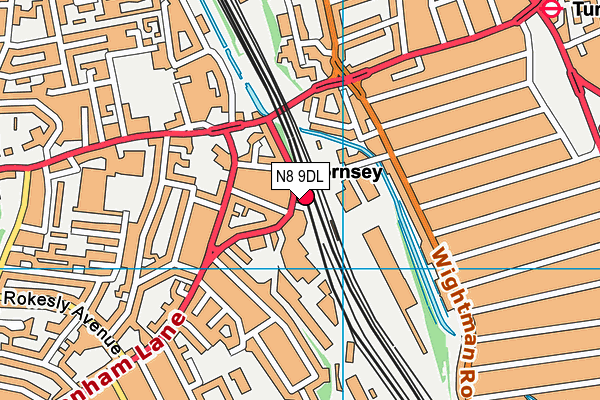 N8 9DL map - OS VectorMap District (Ordnance Survey)