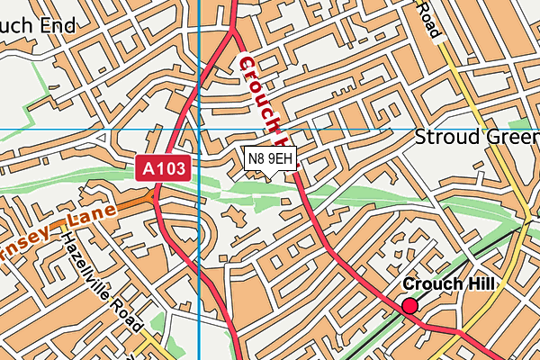 N8 9EH map - OS VectorMap District (Ordnance Survey)