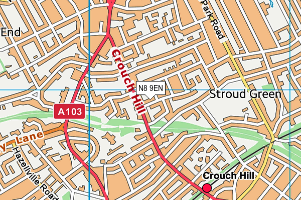 N8 9EN map - OS VectorMap District (Ordnance Survey)