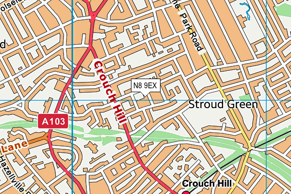 N8 9EX map - OS VectorMap District (Ordnance Survey)