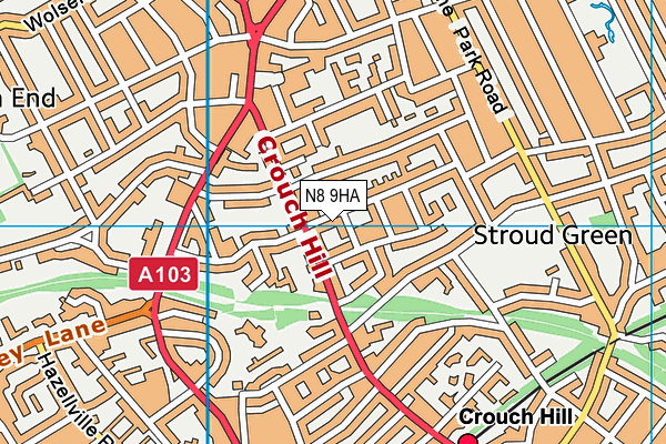 N8 9HA map - OS VectorMap District (Ordnance Survey)