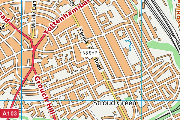 N8 9HP map - OS VectorMap District (Ordnance Survey)