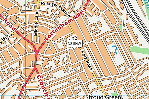 N8 9HW map - OS VectorMap District (Ordnance Survey)