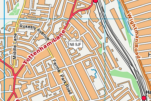 Hornsey School for Girls map (N8 9JF) - OS VectorMap District (Ordnance Survey)