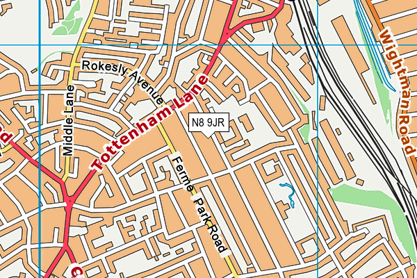 N8 9JR map - OS VectorMap District (Ordnance Survey)