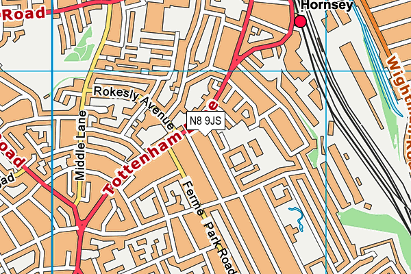 N8 9JS map - OS VectorMap District (Ordnance Survey)