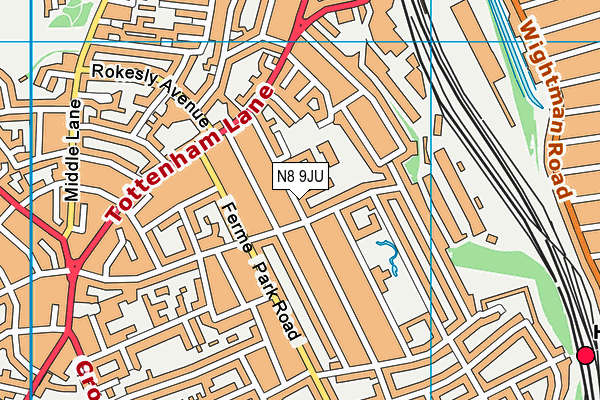 N8 9JU map - OS VectorMap District (Ordnance Survey)