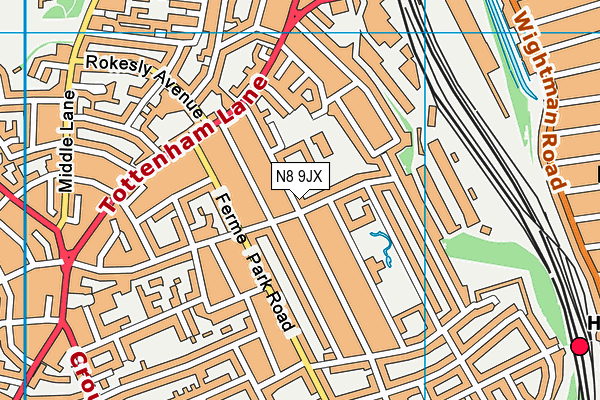 N8 9JX map - OS VectorMap District (Ordnance Survey)