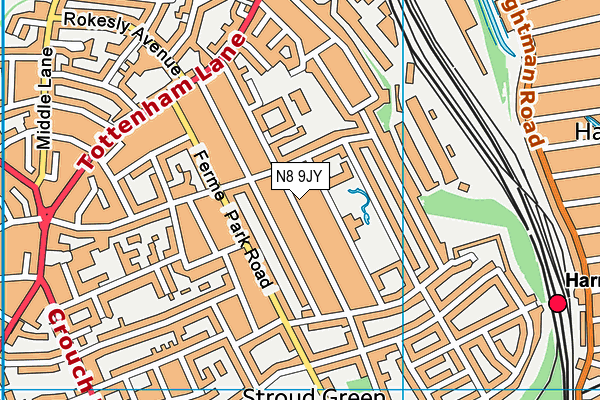 N8 9JY map - OS VectorMap District (Ordnance Survey)